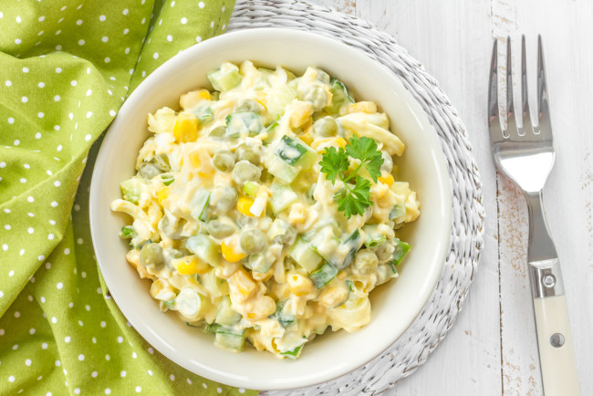 Light Salad With Corn, Peas And Fresh Cucumber Recipe