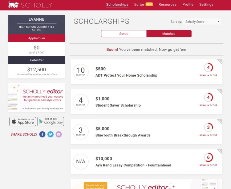 Scholly App - The App that Simplifies the Search for Scholarships